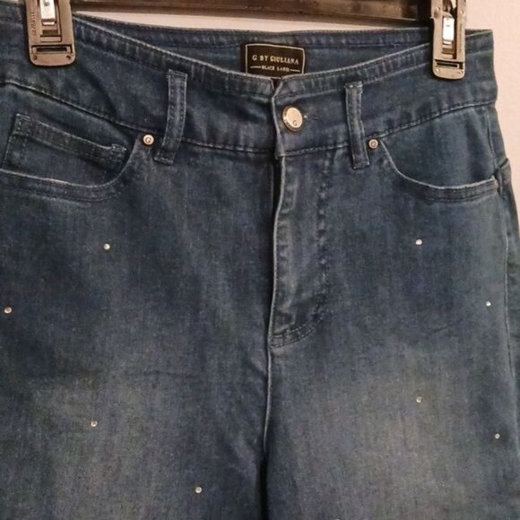 NEW G by‎ Giuliana Black Label Echochic Rhinestone Straight Leg Jean, Size 6 - Picture 5 of 14